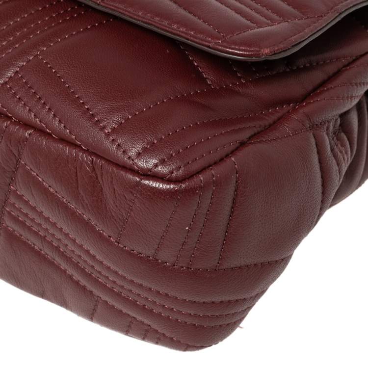 Pre Owned DKNY Burgundy Quilted Leather Flap Chain Shoulder Bag