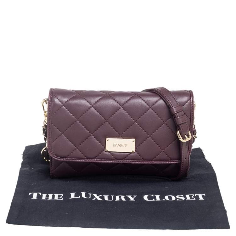 Pre Owned Dkny Burgundy Leather Flap Crossbody Bag
