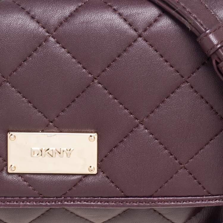 Pre Owned Dkny Burgundy Leather Flap Crossbody Bag