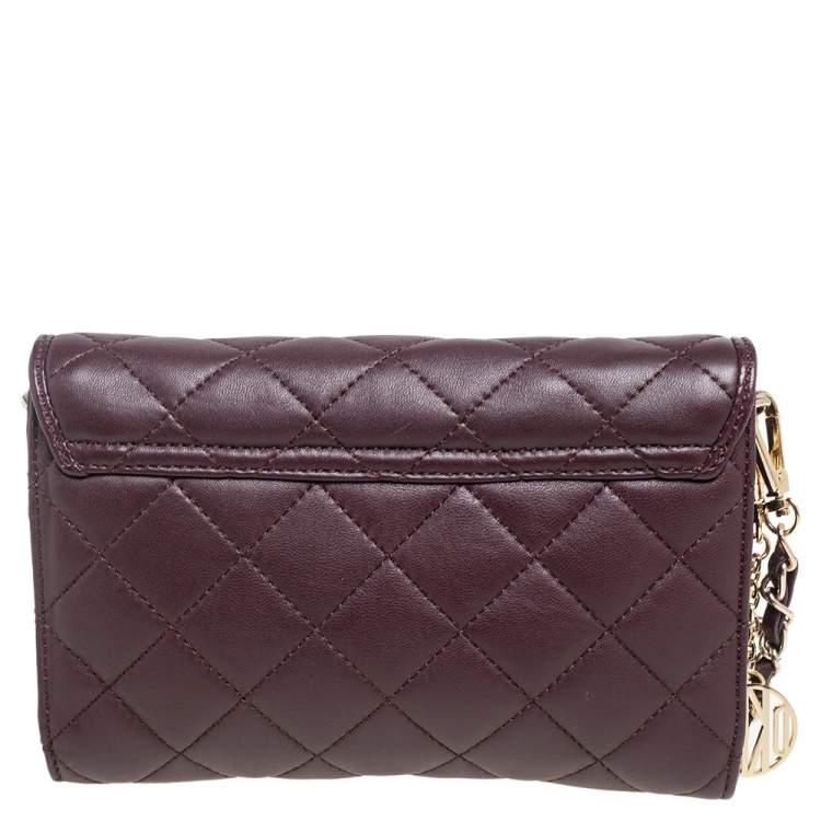 Pre Owned Dkny Burgundy Leather Flap Crossbody Bag
