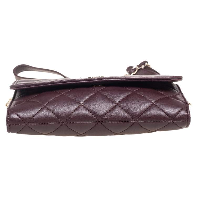 Pre Owned Dkny Burgundy Leather Flap Crossbody Bag