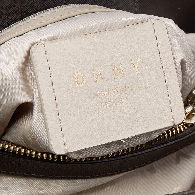 Pre Owned DKNY Brown Signature Coated Canvas and Leather Shoulder Bag