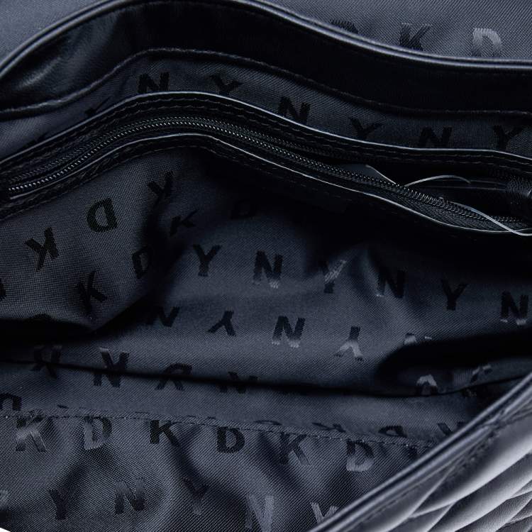 Pre Owned DKNY Black Diamond Quilted Leather Lara Top Handle Bag