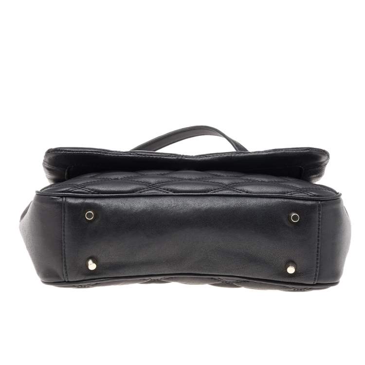 Pre Owned DKNY Black Diamond Quilted Leather Lara Top Handle Bag