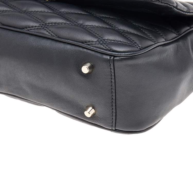 Pre Owned DKNY Black Diamond Quilted Leather Lara Top Handle Bag