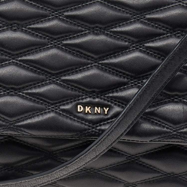 Pre Owned DKNY Black Diamond Quilted Leather Lara Top Handle Bag