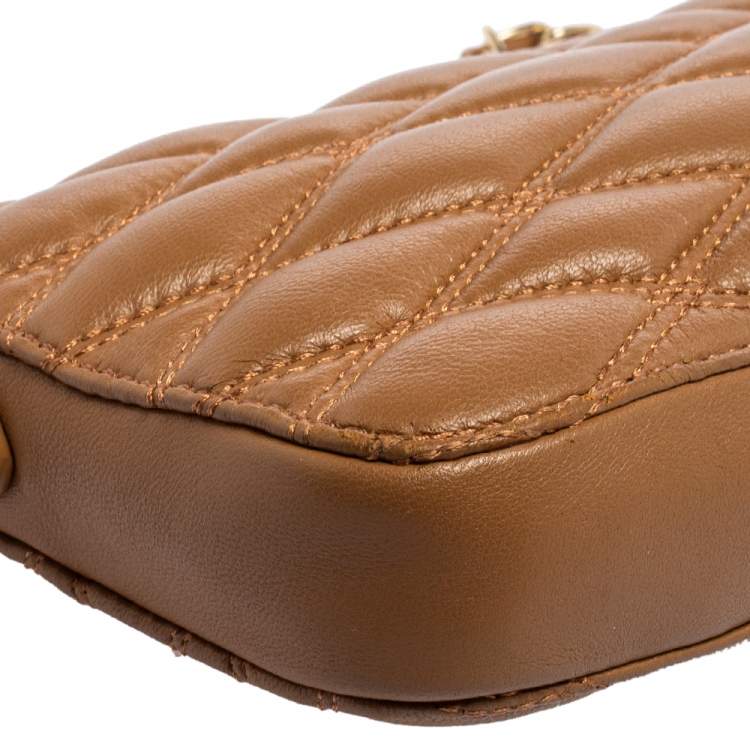 Pre Owned DKNY Beige Quilted Leather Lara Crossbody Bag
