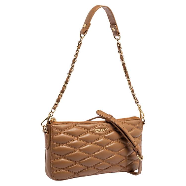 Pre Owned DKNY Beige Quilted Leather Lara Crossbody Bag