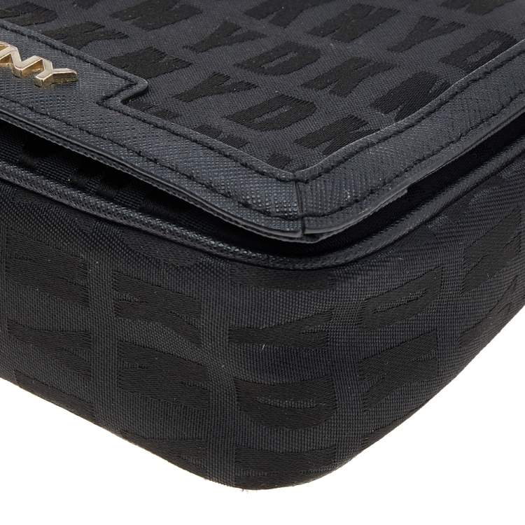 Pre Owned DKNY Signature Nylon and Leather Crossbody Bag