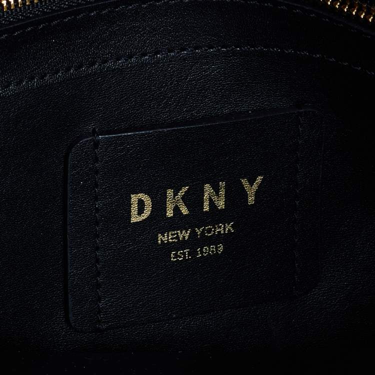 Pre Owned DKNY Brown/Beige Signature Coated Canvas and Leather Tote
