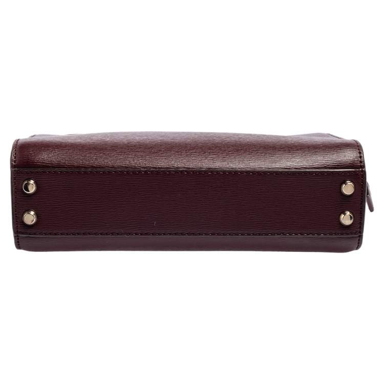 Pre Owned DKNY Burgundy Leather Top Zip Shoulder Bag