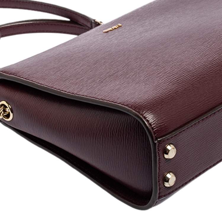 Pre Owned DKNY Burgundy Leather Top Zip Shoulder Bag