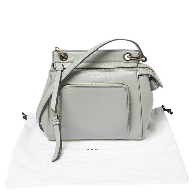 مملوكة مسبقًا DKNY Grey Leather Front Pocket Crossbody Bag