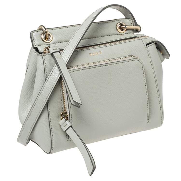 مملوكة مسبقًا DKNY Grey Leather Front Pocket Crossbody Bag