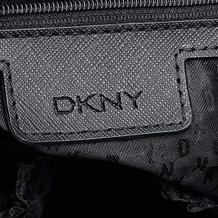 Pre Owned DKNY Black Leather Top Zip Tote