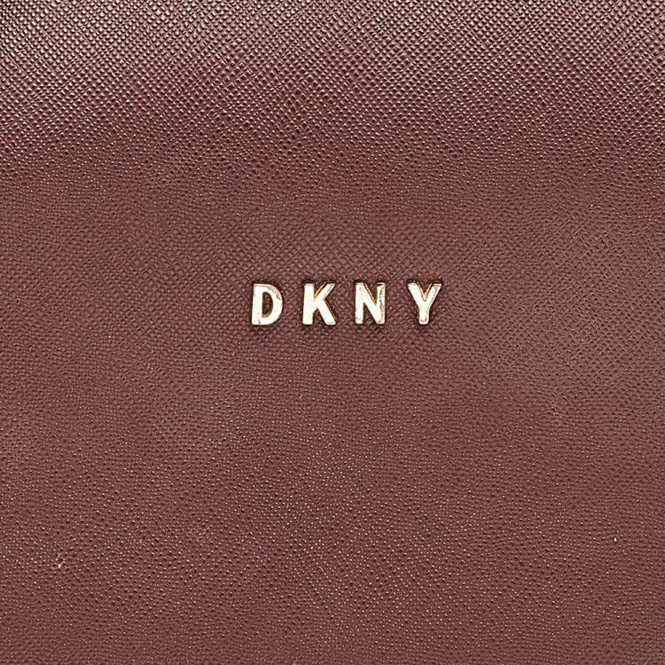Pre Owned DKNY Burgundy Leather Zip Crossbody Bag