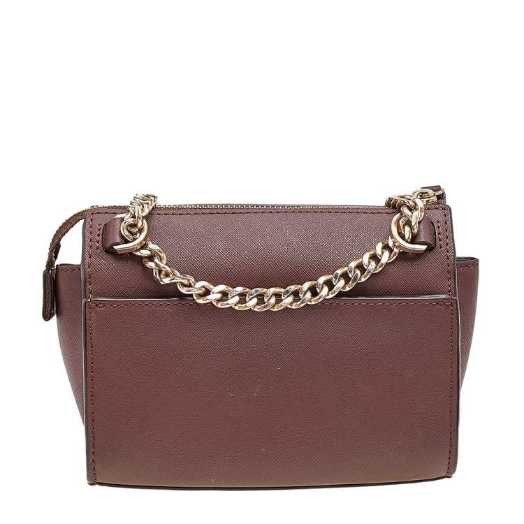 Pre Owned DKNY Burgundy Leather Zip Crossbody Bag
