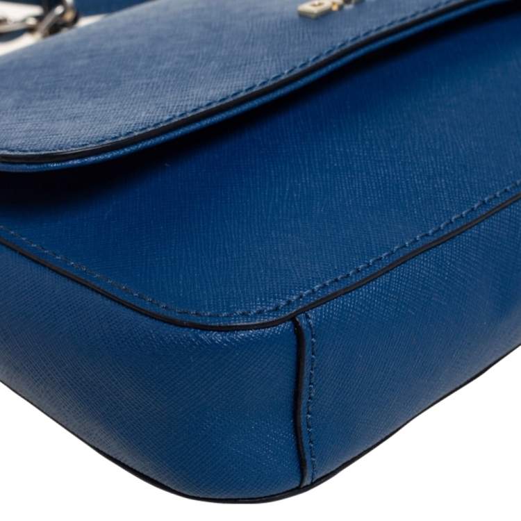 Pre Owned DKNY Navy Blue Saffiano Leather Robinson Flap Chain Crossbody Bag