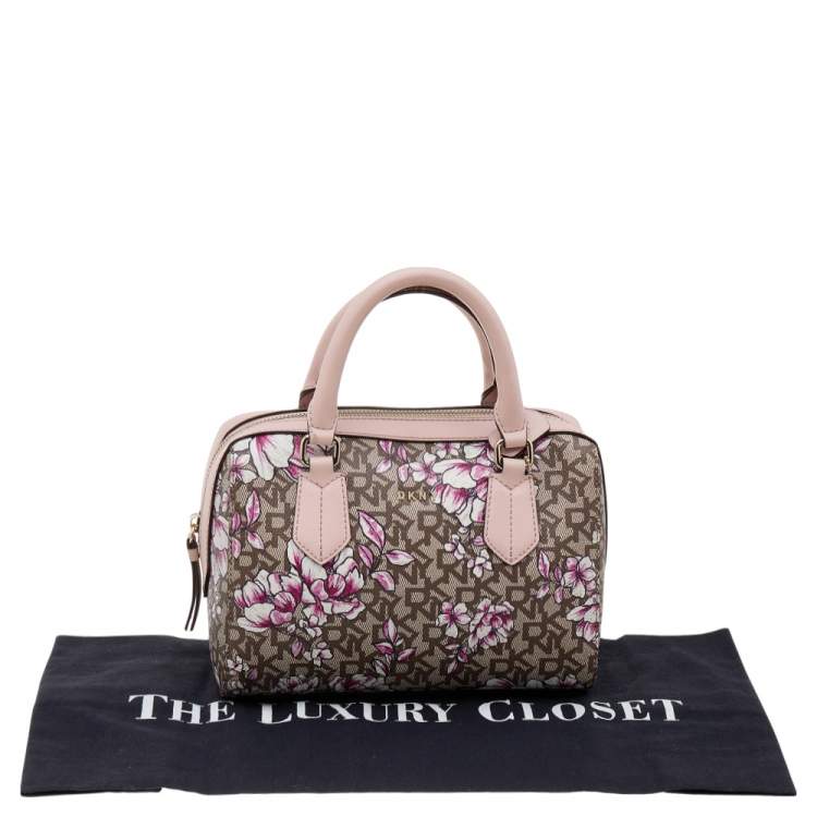 Pre Owned DKNY Pink/Brown Coated Canvas And Leather Bryant Park Satchel