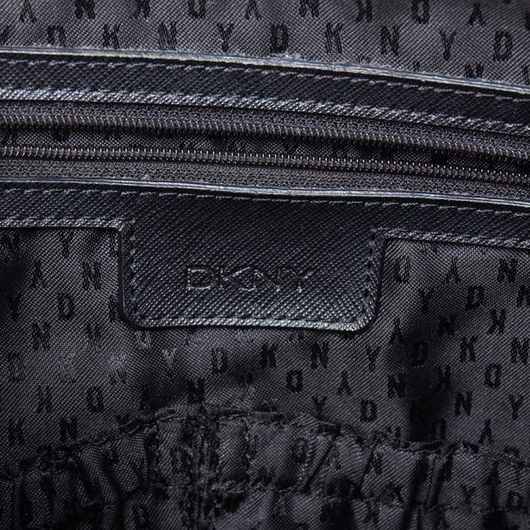 Pre Owned Dkny Black Leather Chain Handle Tote