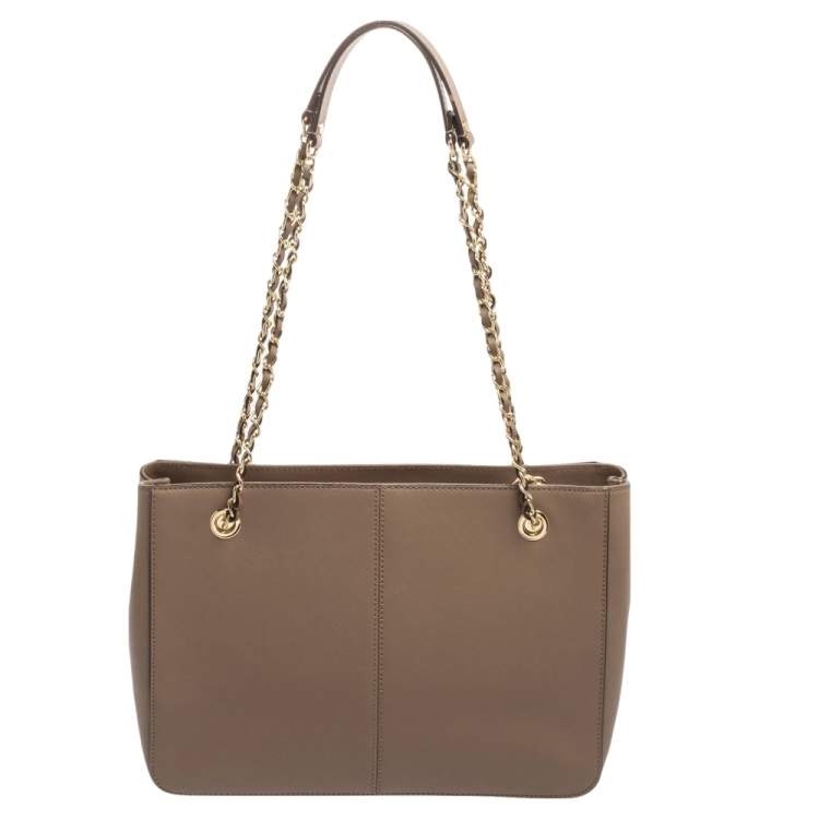 Pre Owned DKNY Grey Saffiano Leather Bryant Park Chain Tote