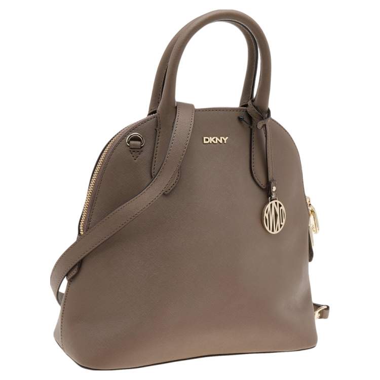 Pre Owned Dkny Brown Leather Top Zip Satchel