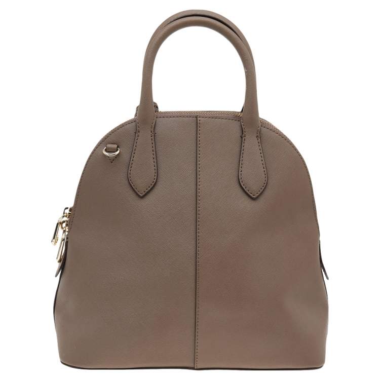 Pre Owned Dkny Brown Leather Top Zip Satchel