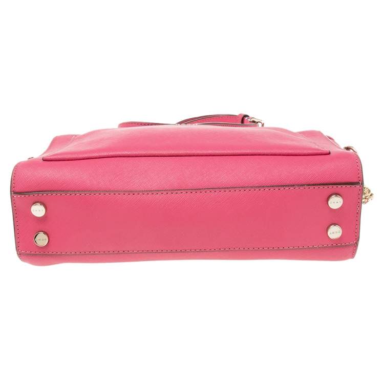 Pre Owned DKNY Pink Leather Ava Zip Crossbody Bag