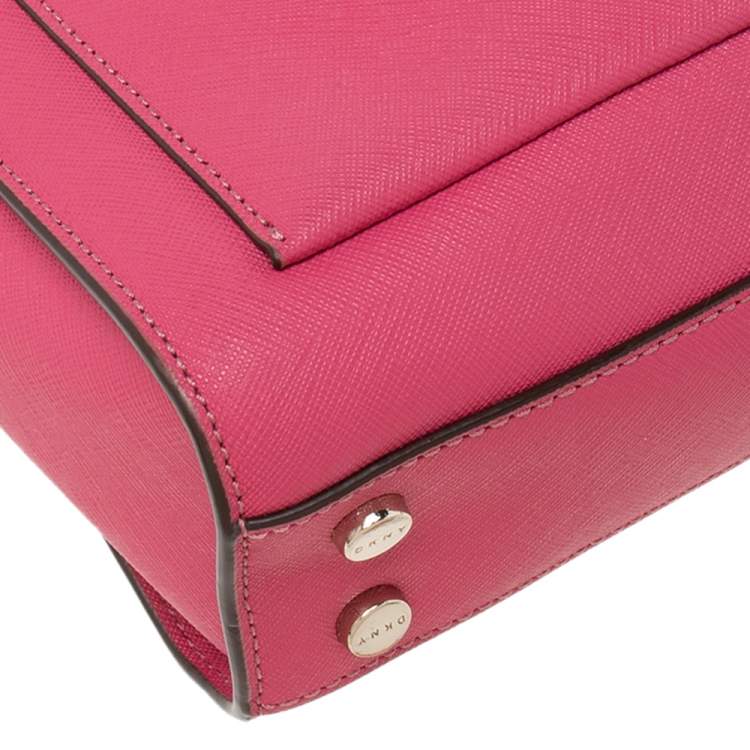 Pre Owned DKNY Pink Leather Ava Zip Crossbody Bag