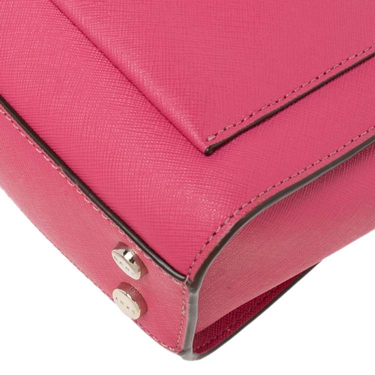 Pre Owned DKNY Pink Leather Ava Zip Crossbody Bag