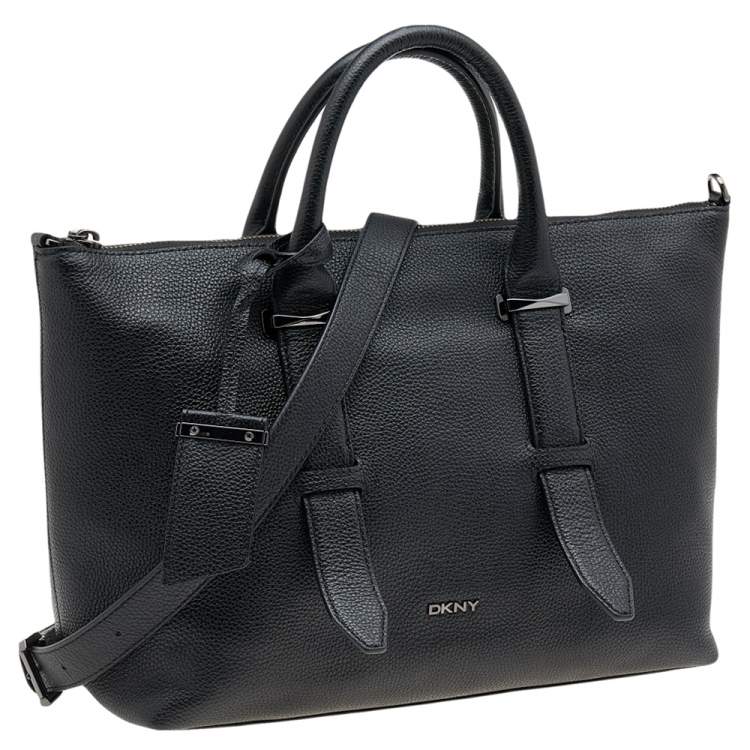 Pre Owned DKNY Black Leather Shopper Tote