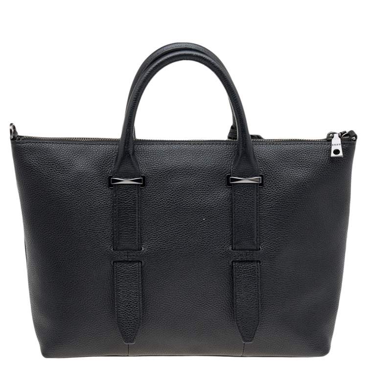Pre Owned DKNY Black Leather Shopper Tote