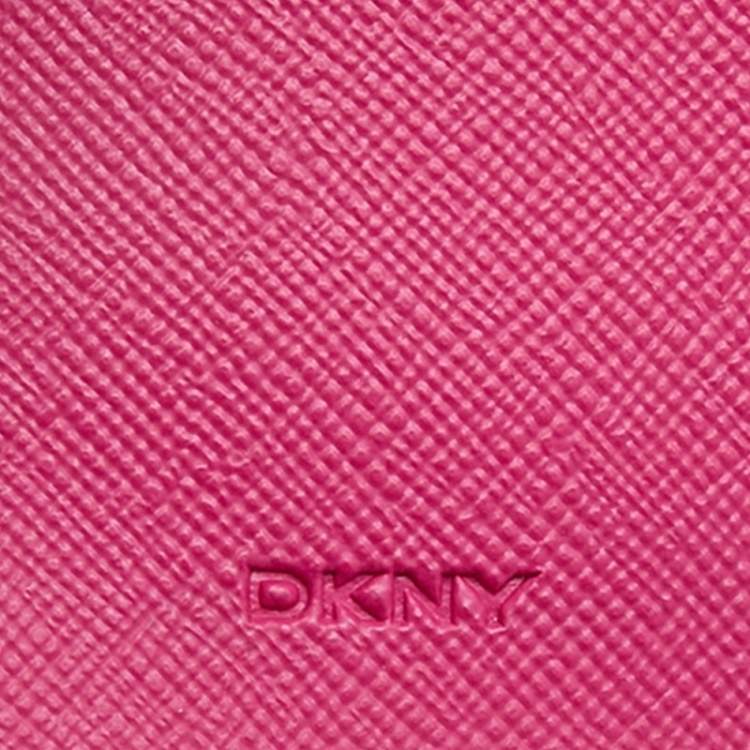 Pre Owned DKNY Green/Pink Leather Long Trifold Wallet