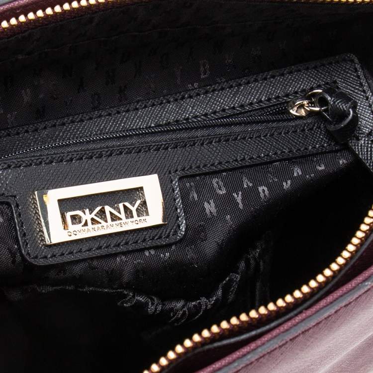 مملوكة مسبقًا Dkny Burgundy Leather Top Zip Tote