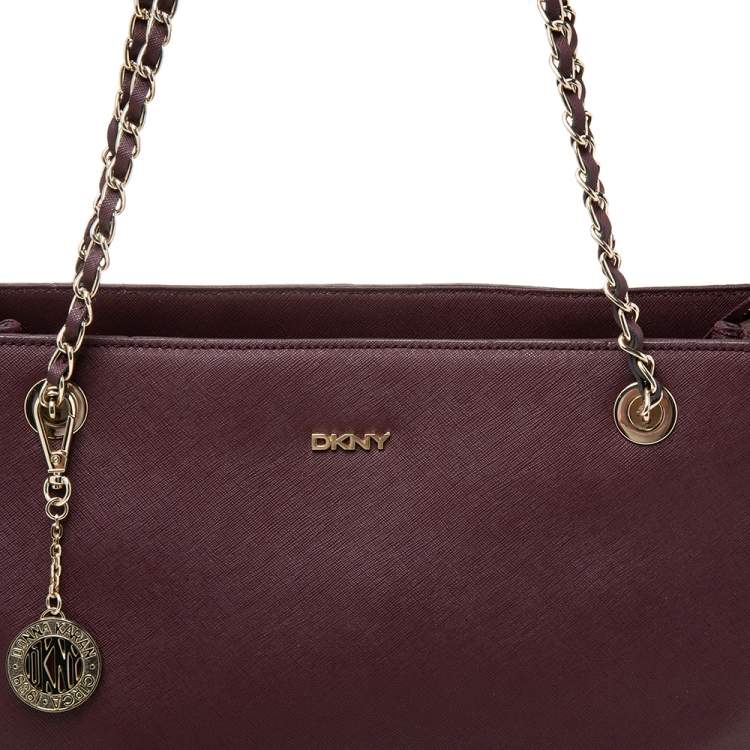 مملوكة مسبقًا Dkny Burgundy Leather Top Zip Tote