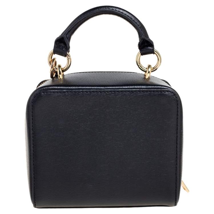 Pre Owned DKNY Black Leather Sara Box Top Handle Bag