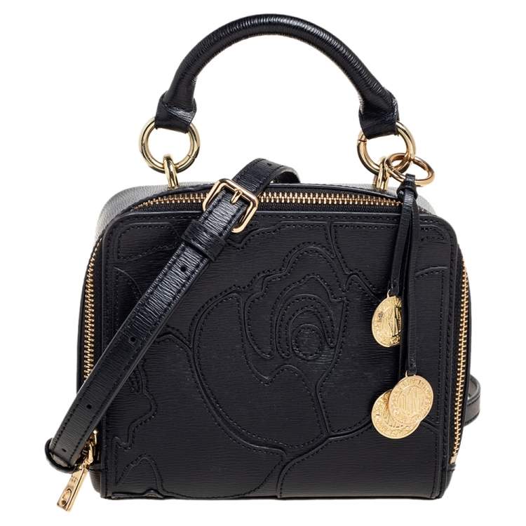 Pre Owned DKNY Black Leather Sara Box Top Handle Bag