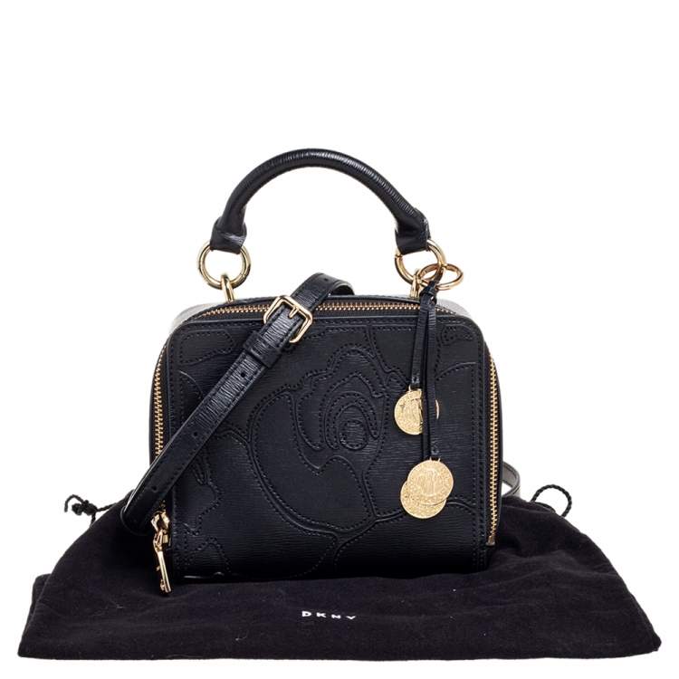 Pre Owned DKNY Black Leather Sara Box Top Handle Bag