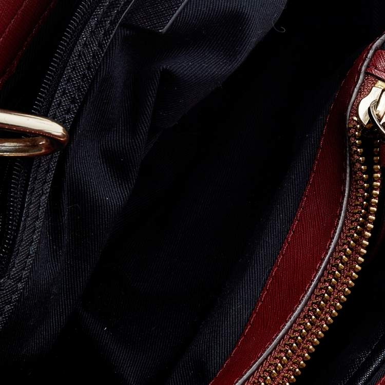 Pre Owned DKNY Dark Red Leather Front Pocket Tote