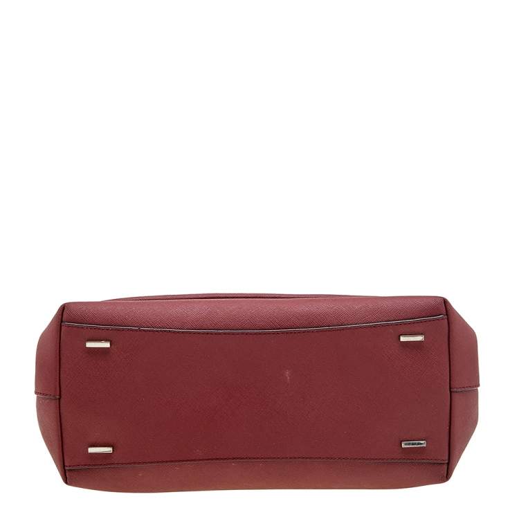 Pre Owned DKNY Dark Red Leather Front Pocket Tote