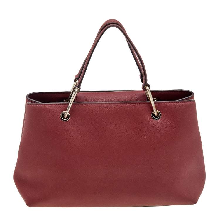 Pre Owned DKNY Dark Red Leather Front Pocket Tote