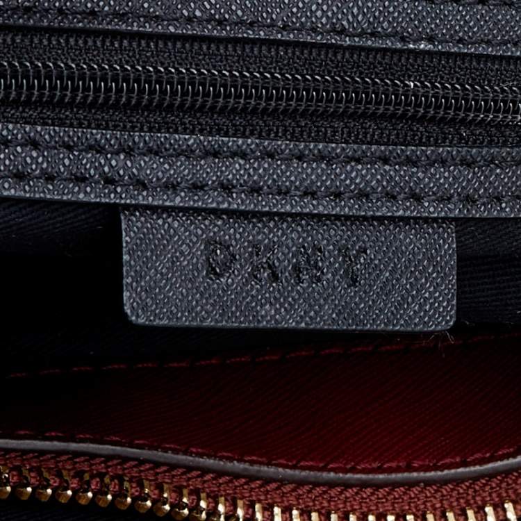 Pre Owned DKNY Dark Red Leather Front Pocket Tote