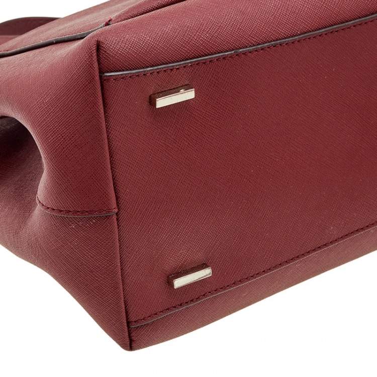 Pre Owned DKNY Dark Red Leather Front Pocket Tote