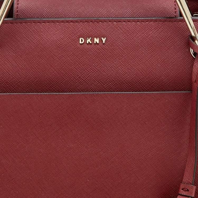 Pre Owned DKNY Dark Red Leather Front Pocket Tote