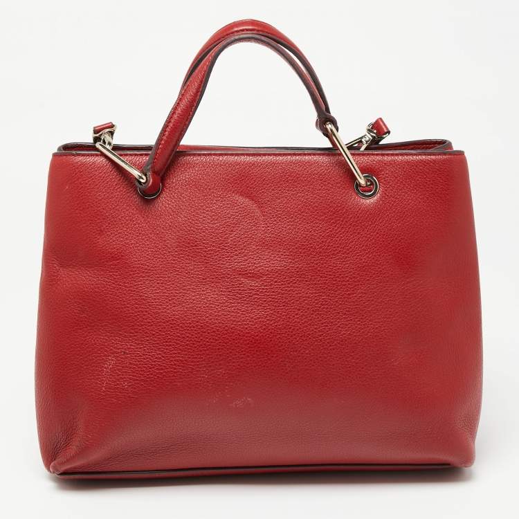 Pre Owned DKNY Red Leather Bryant Park Front Pocket Satchel