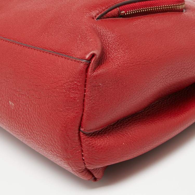 Pre Owned DKNY Red Leather Bryant Park Front Pocket Satchel