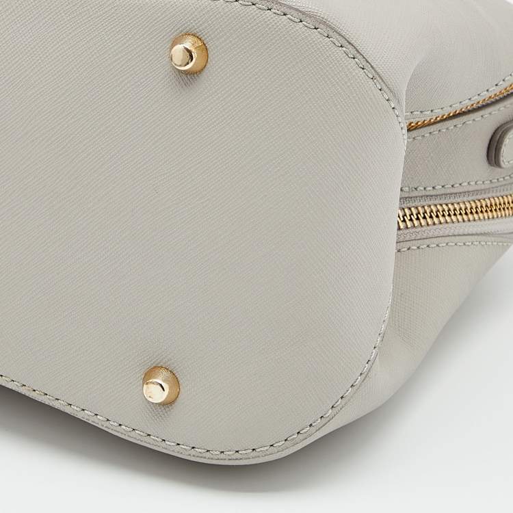 Pre Owned DKNY Light Grey Leather Bryant Park City Zip Satchel