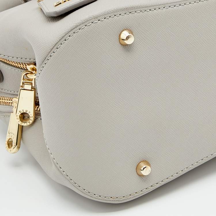 Pre Owned DKNY Light Grey Leather Bryant Park City Zip Satchel