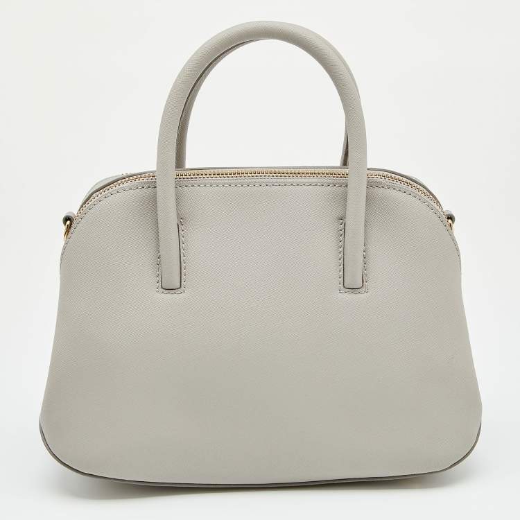 Pre Owned DKNY Light Grey Leather Bryant Park City Zip Satchel
