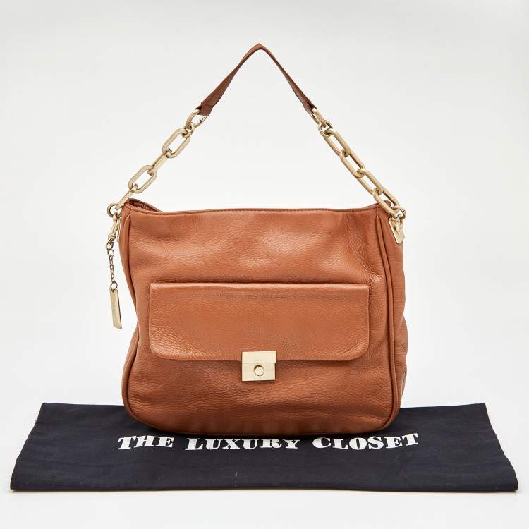 Pre Owned DKNY Brown Leather Hobo